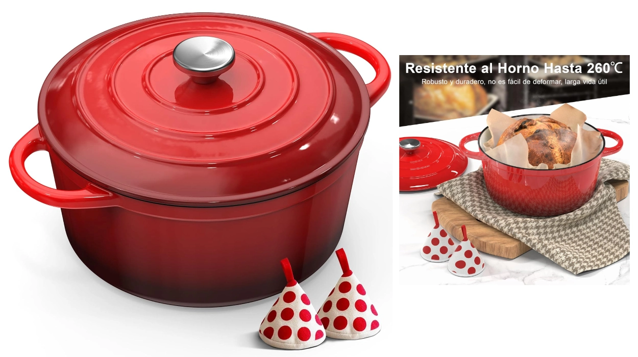 Disfruta de la cocina tradicional con esta olla de hierro fundido de 5 litros tipo cocotte que hoy tiene un 40% de descuento en Amazon