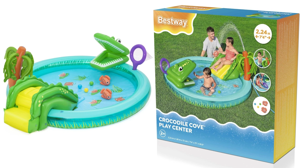 Tus peques se lo pasarán pipa este verano en esta piscina Bestway Crocodile Cove con tobogán a precio mínimo