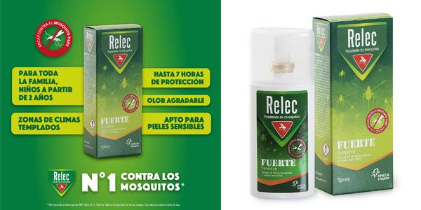 Chollo Spray antimosquitos Relec Fuerte Sensitive Familiar por sólo 5,34€ (57% de descuento)