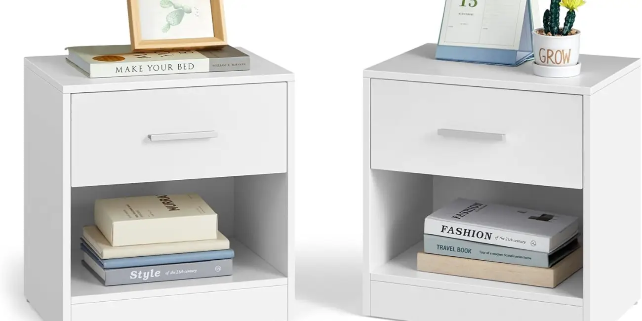 Este juego de 2 mesitas de noche Vasagle con cajón es una opción combinable y económica por menos de 20€ cada una