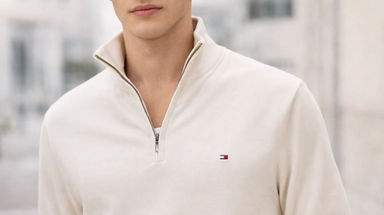 Chollo Jersey con cremallera Tommy Hilfiger Essential Cotton Mock para hombre por sólo 59€ con envío gratis (51% de descuento)