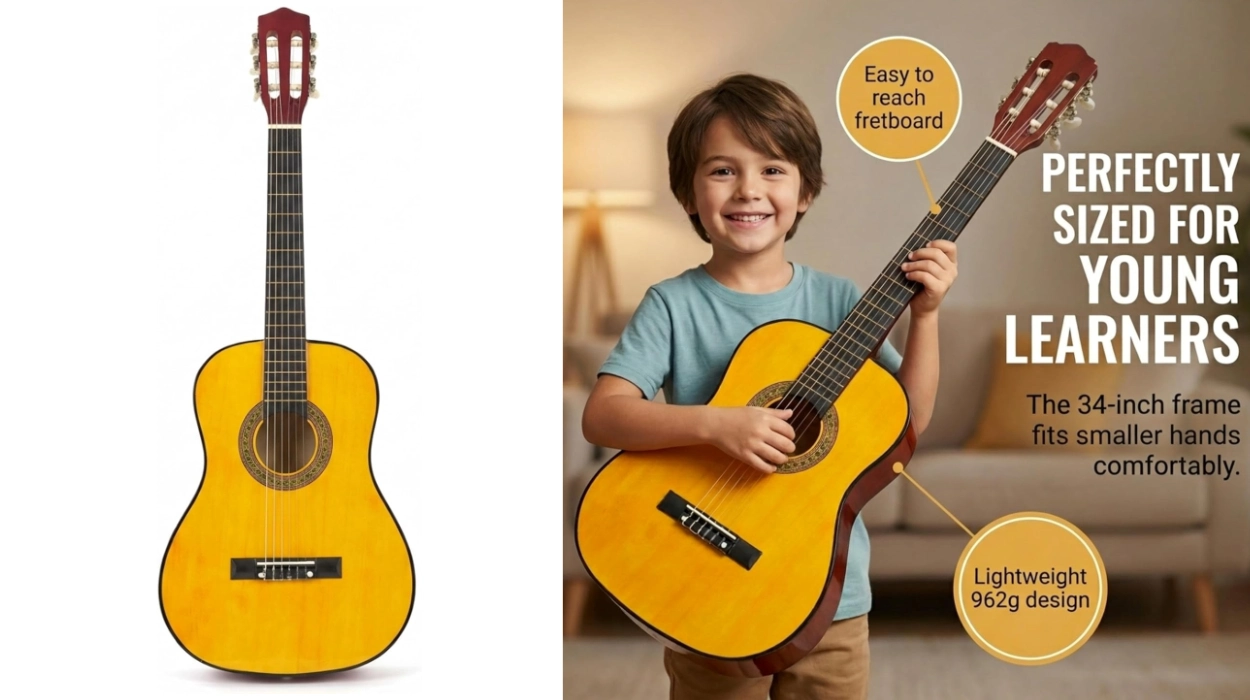 Perfecta para empezar: guitarra junior ligera y cómoda con cuerdas suaves para los dedos por sólo 24,99€ (-27%)