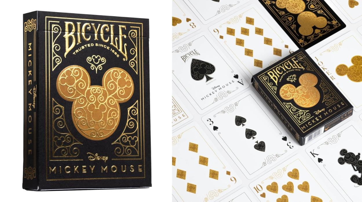 Baraja de cartas Bicycle Mickey Gold & Black con diseño de Mickey Mouse y acabado premium Air Cushion por sólo 10,45€ (-30%)