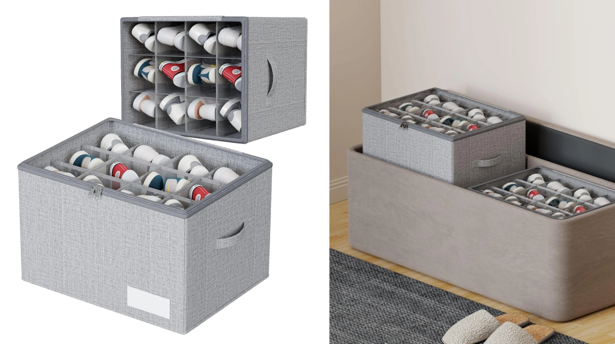 Chollo Organizador de zapatos plegable con tapa transparente y asas Wangirl para 12 pares por sólo 13,82€ (31% de descuento)