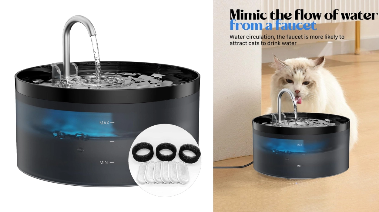 Chollo Fuente de agua para gatos Giotohun de 3,2 L con bomba silenciosa, triple filtrado, luz LED y fácil limpieza por sólo 23,24€ (34% de descuento)