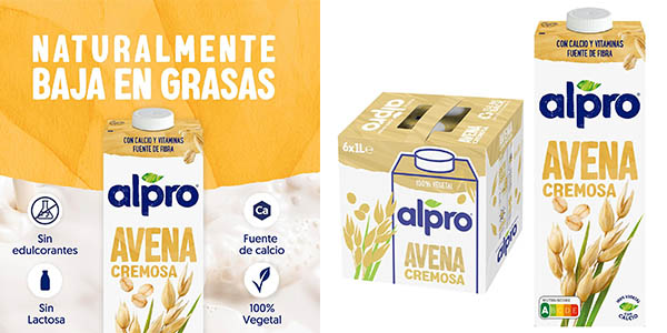 Llévate 12 briks de bebida Alpro Avena cremosa de 1 litro por sólo 15,57€ con descuento al tramitar (-35%)