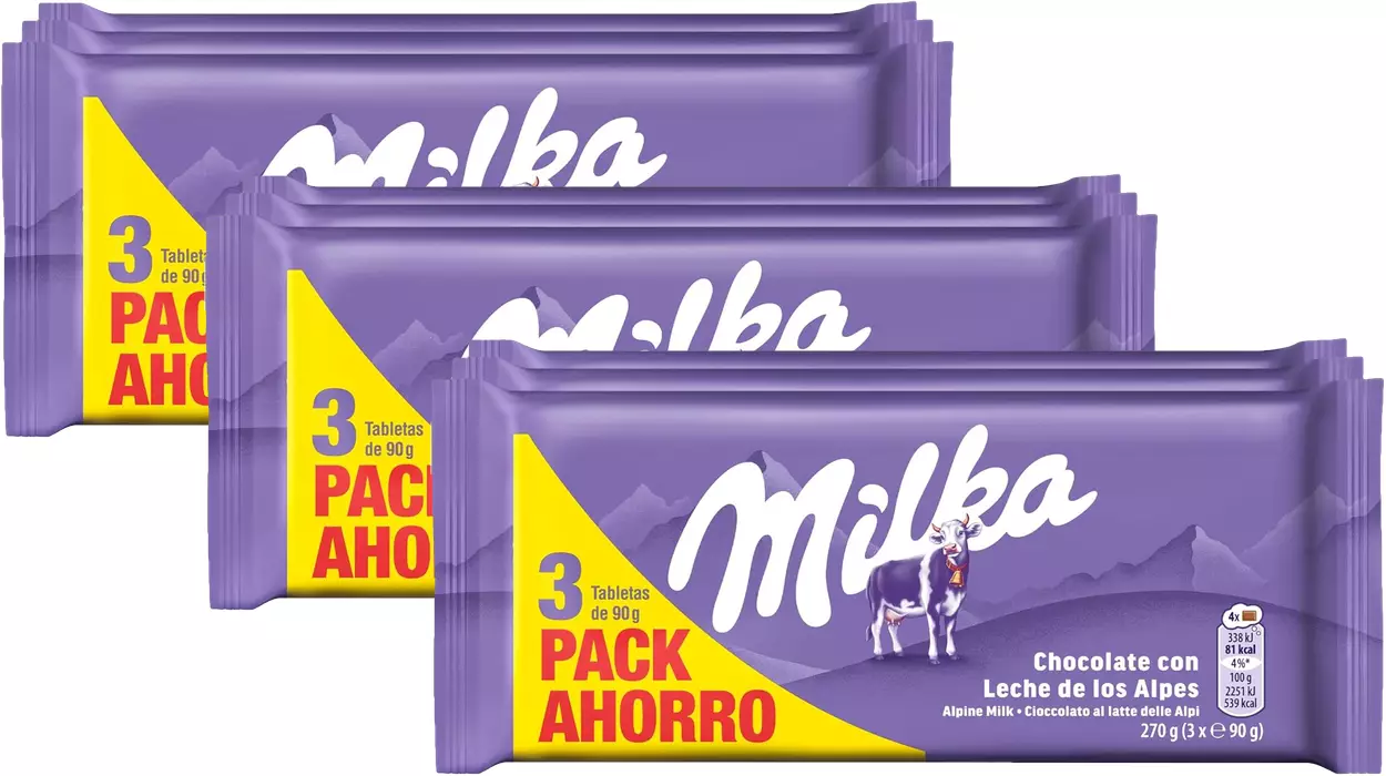 Chollo Pack x9 tabletas de Milka chocolate con leche por sólo 7€ con oferta 3×2 (-47%) ¡0,78€ cada una!