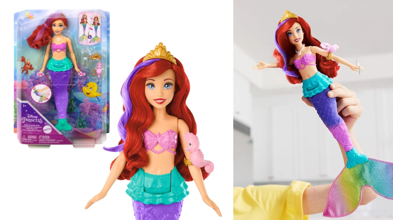 Chollo Muñeca Ariel sirena nadadora de Disney con cola y pelo que cambian de color por sólo 15,99€ (52% de descuento)
