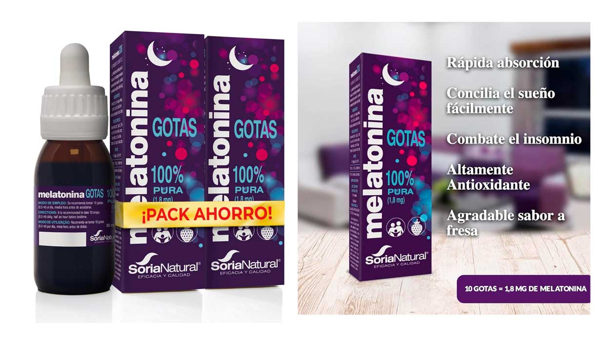 Chollo Pack x2 Melatonina pura Soria Natural en gotas por sólo 9€ (-55%) ¡La mitad que en farmacias!