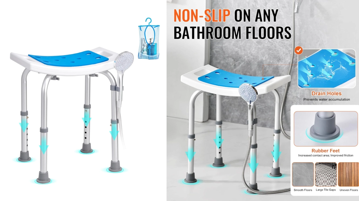 Más seguridad y comodidad en la ducha: Taburete Vevor antideslizante y resistente con altura ajustable por sólo 25,03€ (22% de descuento)