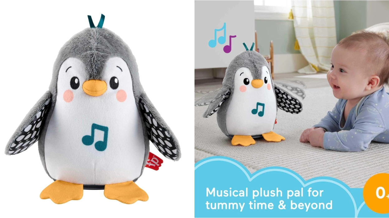 🐧Diversión en movimiento para bebés: Peluche Fisher-Price pingüino que anda y aletea con música para bebés por sólo 19,99€ (50% de descuento)