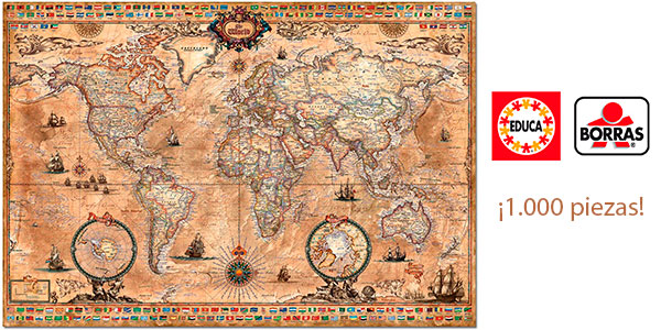 Chollo Puzle Mapamundi Educa Borrás de 1.000 piezas por sólo 8,99€ (-40%)