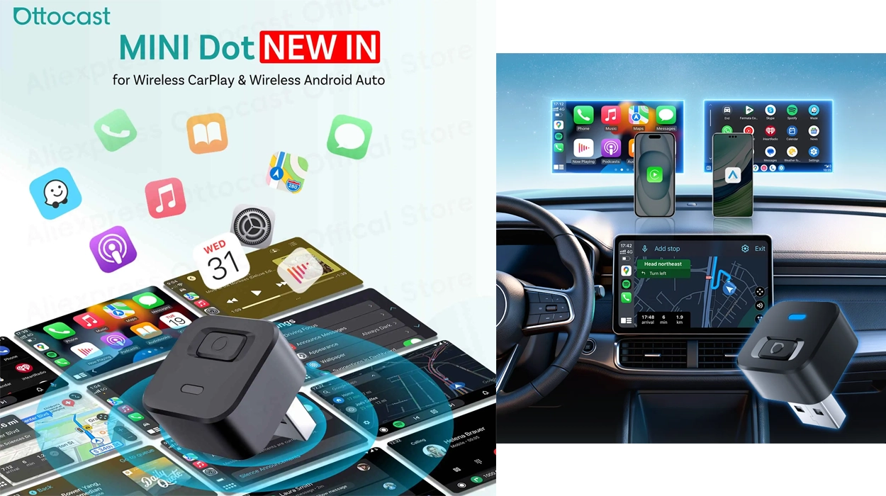 Chollo Adaptador Mini Dot Cube CarPlay Ottocast por sólo 13,59€ con cupón y envío gratis (-58%)