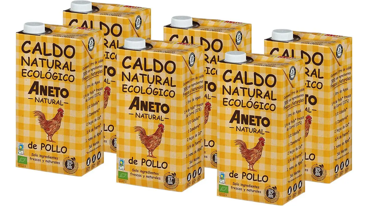 Chollo Pack x6 Caldo Natural de Pollo Ecológico Aneto por sólo 15€ (-52%) ¡2,50€ cada uno!