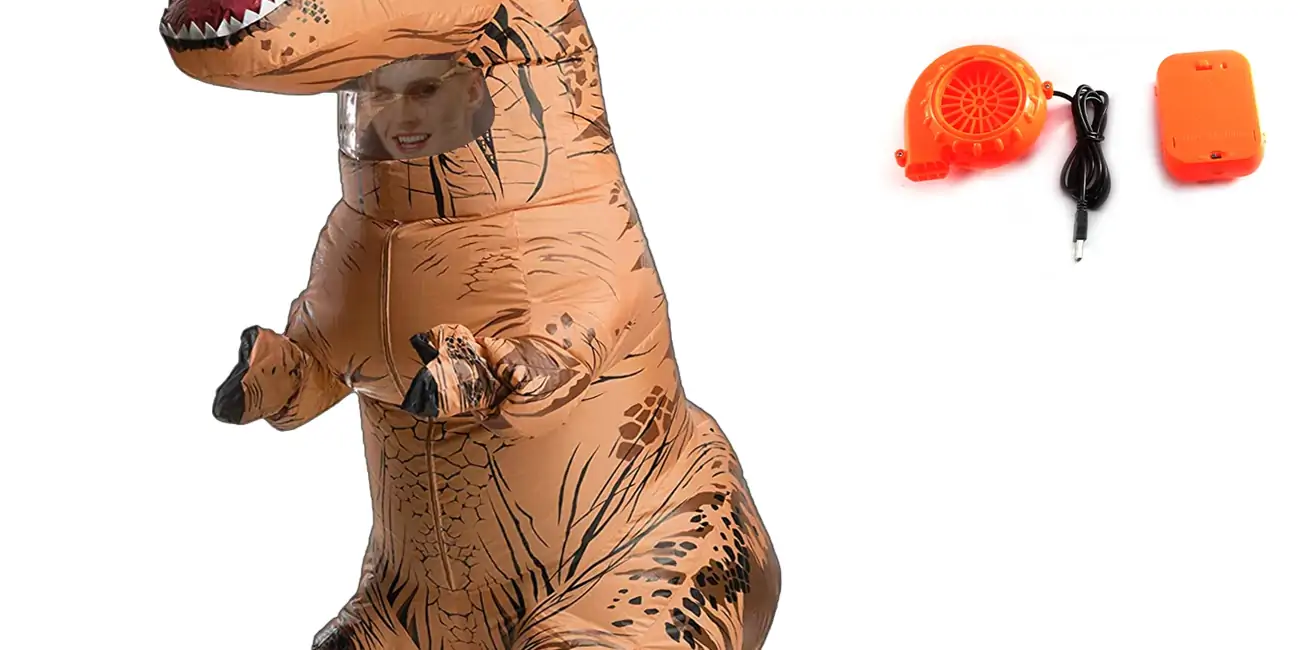 Chollo Disfraz de dinosaurio T-Rex inflable por sólo 25,79€ con cupón y envío gratis (53% de descuento)