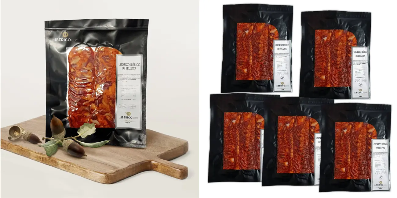 Chollo Pack 5 sobres de chorizo de bellota ibérico Jesús Valle de 100 gr por sólo 13,37€ con cupón y envío gratis (-28%)