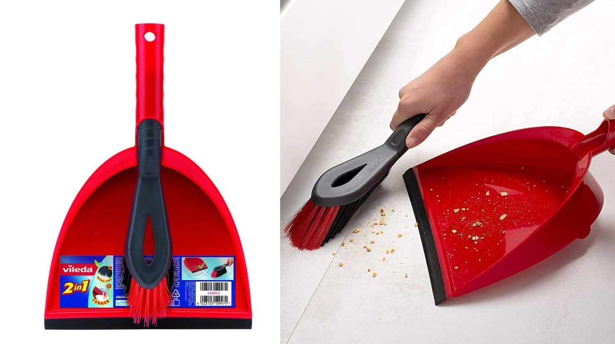 Chollo Pala recogedora y cepillo Vileda con diseño ergonómico y goma frontal recoge polvo por sólo 4,79€ (47% de descuento)