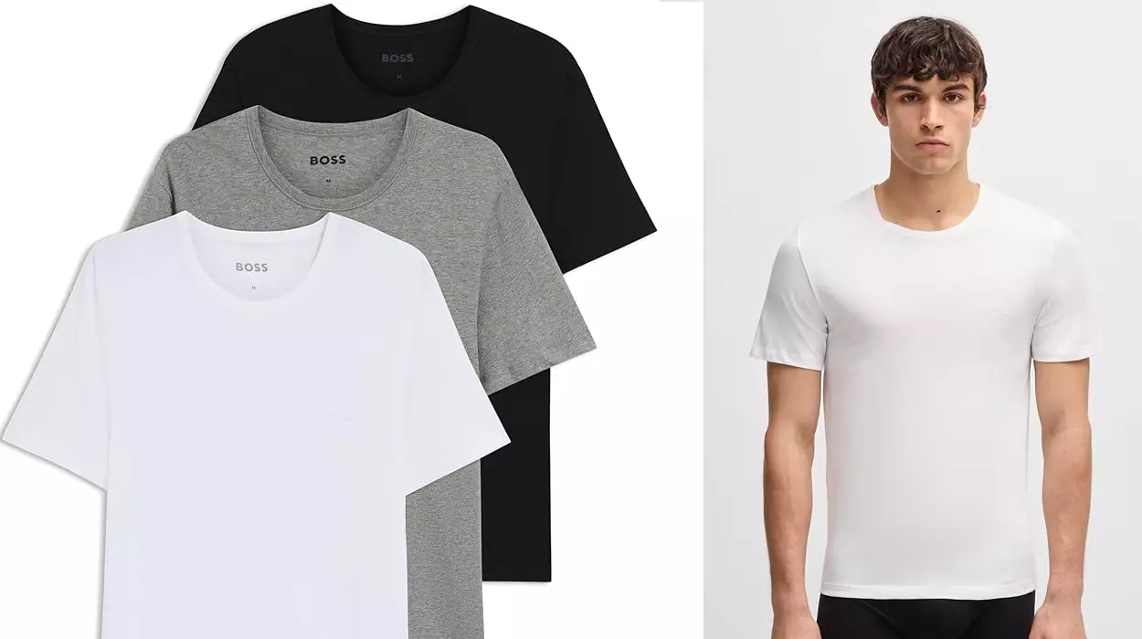 Este pack de 3 camisetas interiores Hugo Boss en talla M está ARRASANDO en ventas (55% de descuento)