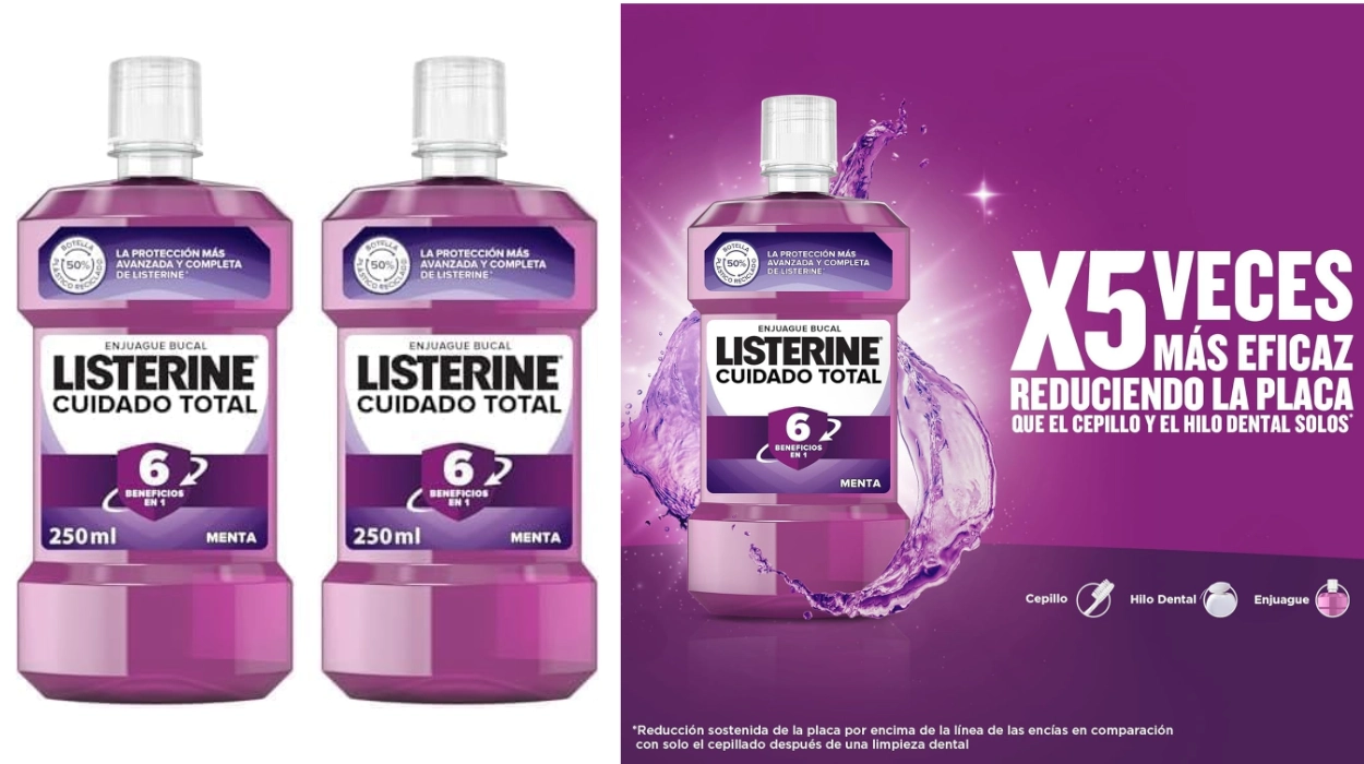 Chollo Pack x2 Enjuague bucal Listerine Cuidado Total de 250 ml cada bote por sólo 3,98€ (-33%) ¡1,99€ cada uno!