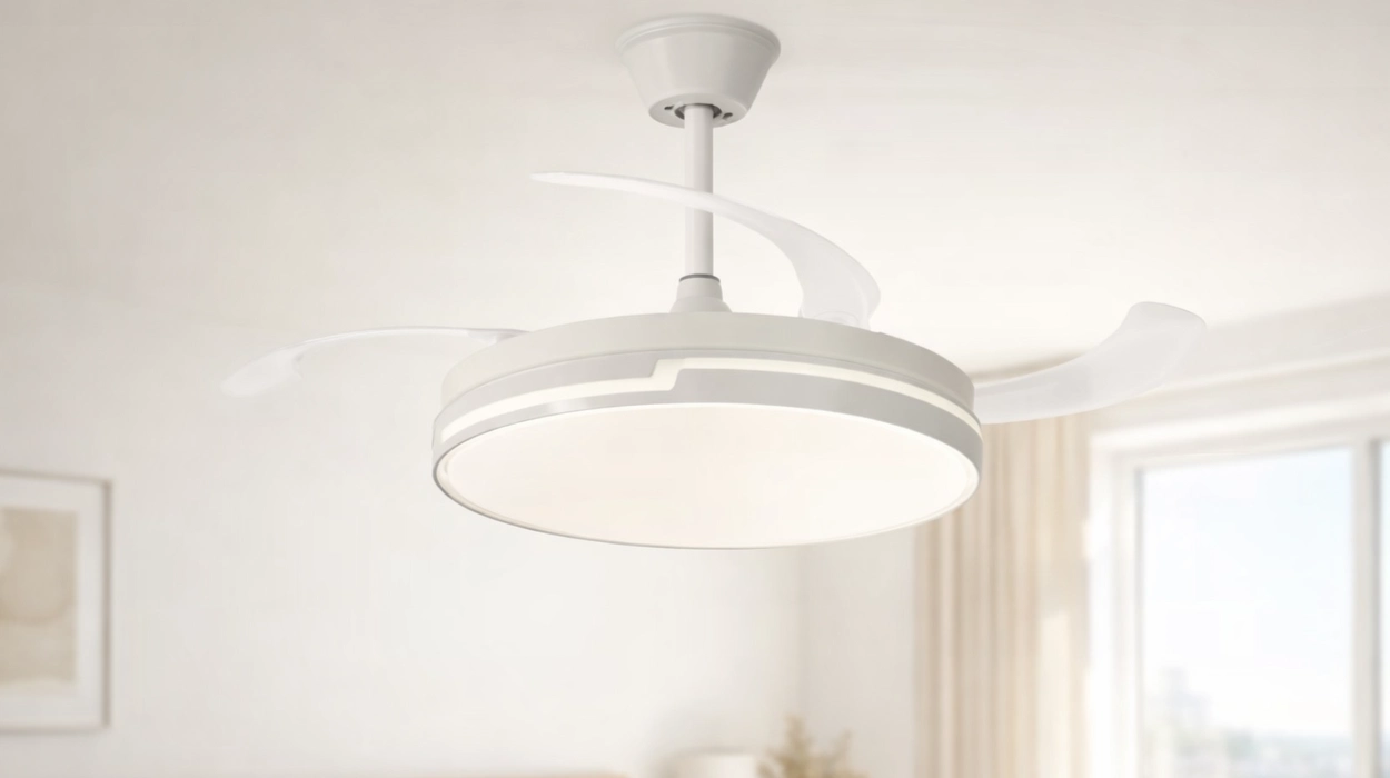 Ilumina, refresca y decora tu hogar: Este ventilador de techo Narvi Brasil con aspas retráctiles se queda por menos de 35€ con cupón (-51%)