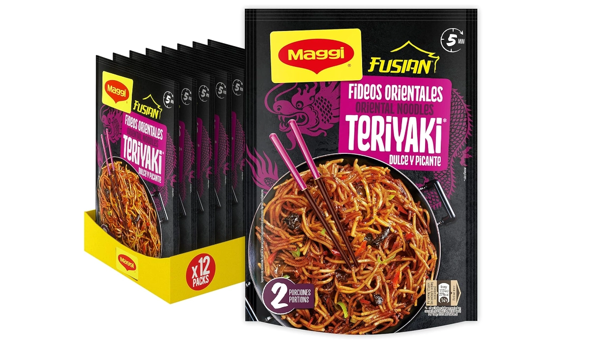 Una cena sabrosa y diferente en pocos minutos: 12 paquetes de fideos orientales Maggi Fusian Teriyaki Dulce y Picante a sólo 1,44€ cada uno (cuestan 2,25€ en Carrefour)