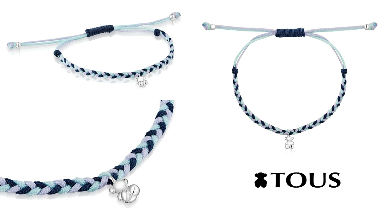 Chollo Pulsera TOUS de nylon trenzado con charm Oso en plata de primera Ley por sólo 29€ con envío gratis (41% de descuento)