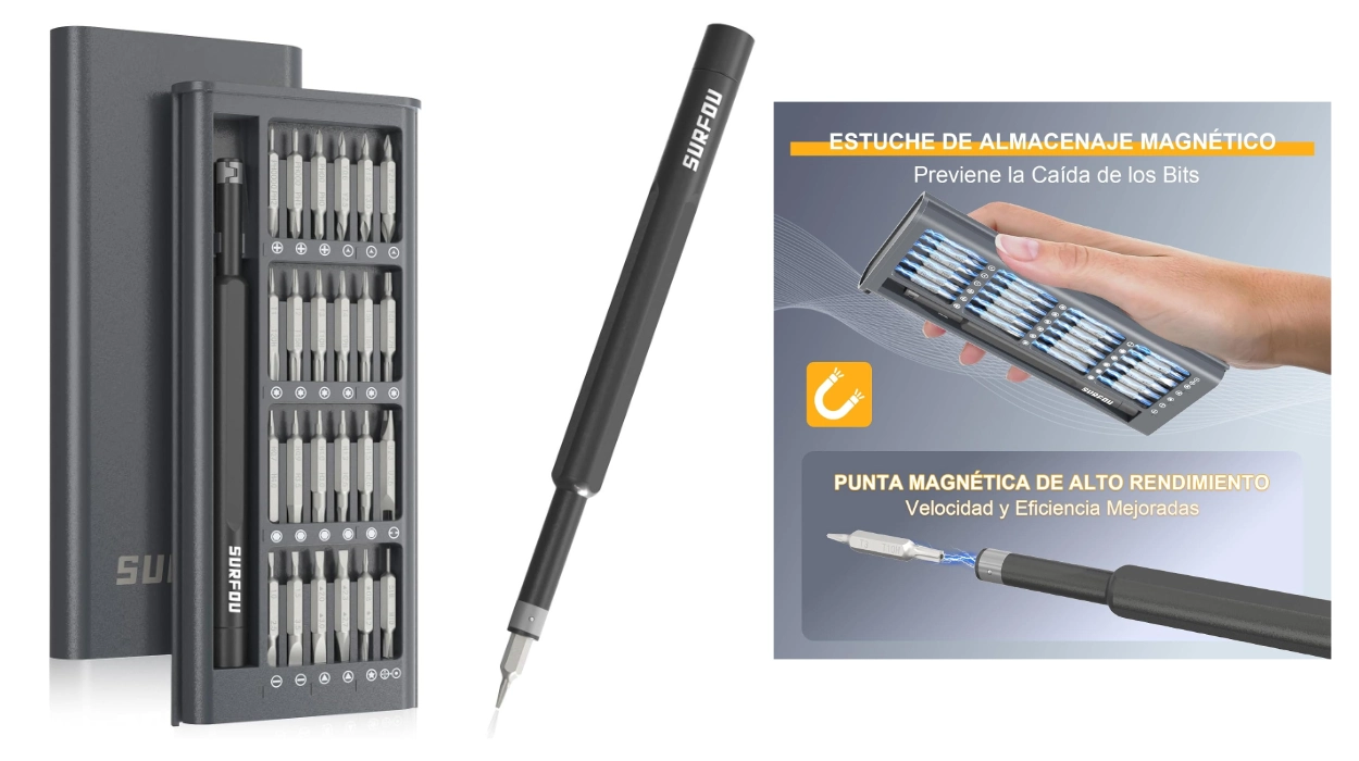 Repara componentes electrónicos o piezas delicadas con este set de destornilladores de precisión 49 en 1 por menos de 12 euros