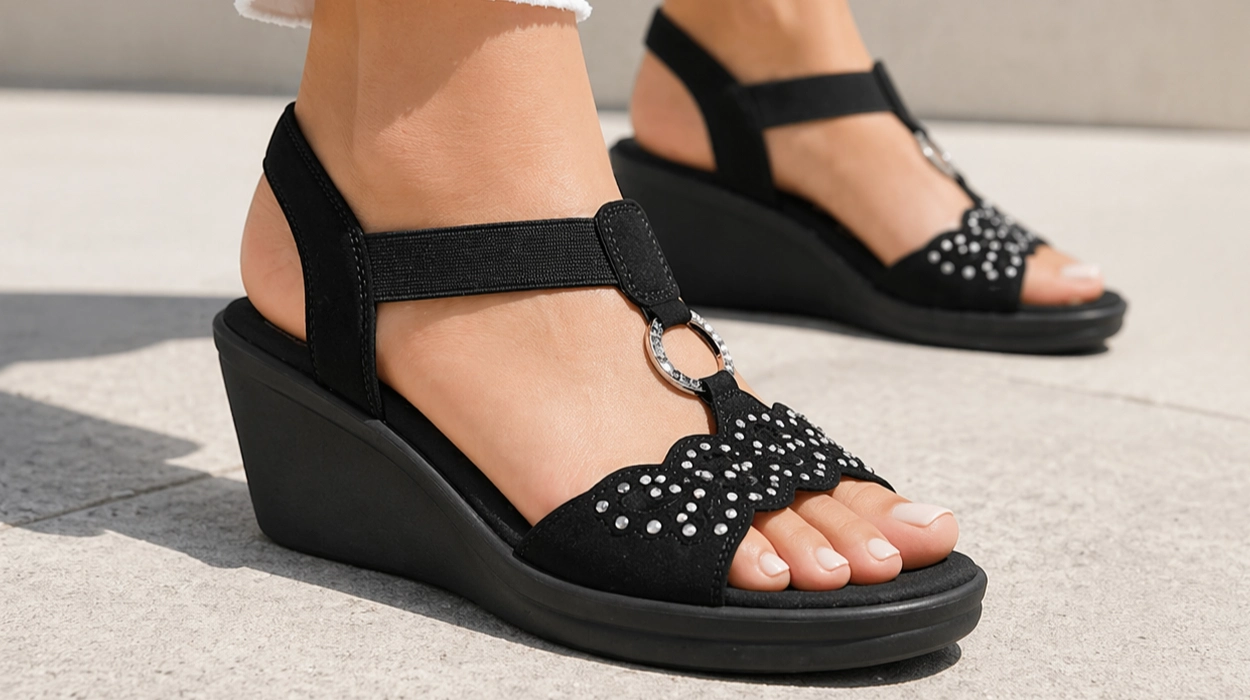 Chollo Sandalias de cuña Skechers Rumblers-Queen para mujer por sólo 34,84€ con envío gratis (38% de descuento)