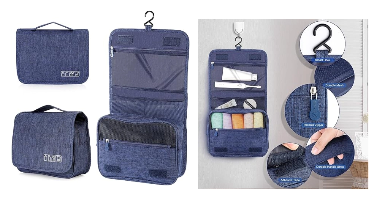 Todo organizado en tus viajes con estos neceseres de gran capacidad con gancho colgante por menos de 10 euretes