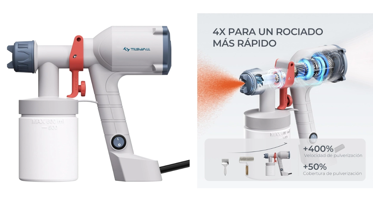 Pinta muebles, vallas o paredes rápido y sin manchar con esta pistola de pintura eléctrica ultraligera rebajada a menos de 20€ con cupón