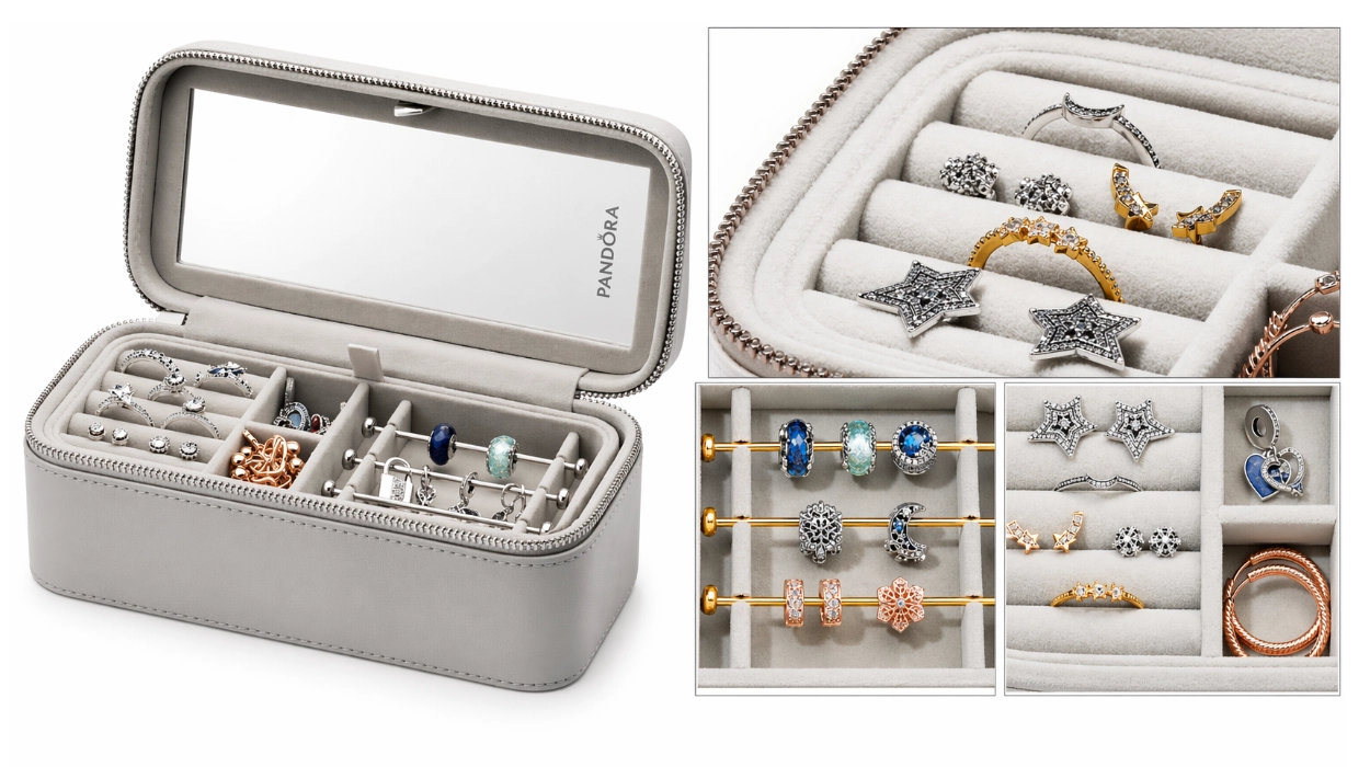Chollo Joyero de viaje Pandora para organizar pulseras, charms y accesorios por sólo 25,03€ (36% de descuento)