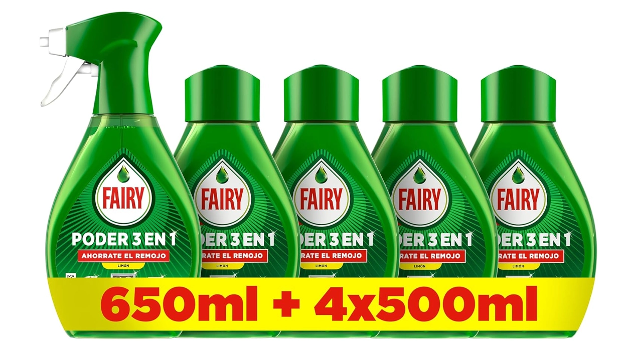Fairy poder sin remojo Limón al mejor precio: Spray 650 ml + 4 recambios 500 ml por sólo 15,99€ (-39%) ¡Mucho más barato que en el super!