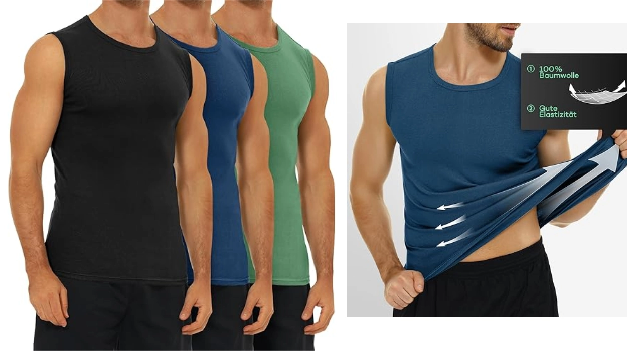 Camisetas sin mangas de algodón 100% para entrenar o para el día a día: Pack de 3 por sólo 13,96€ (-30%) ¡4,65€ cada una!