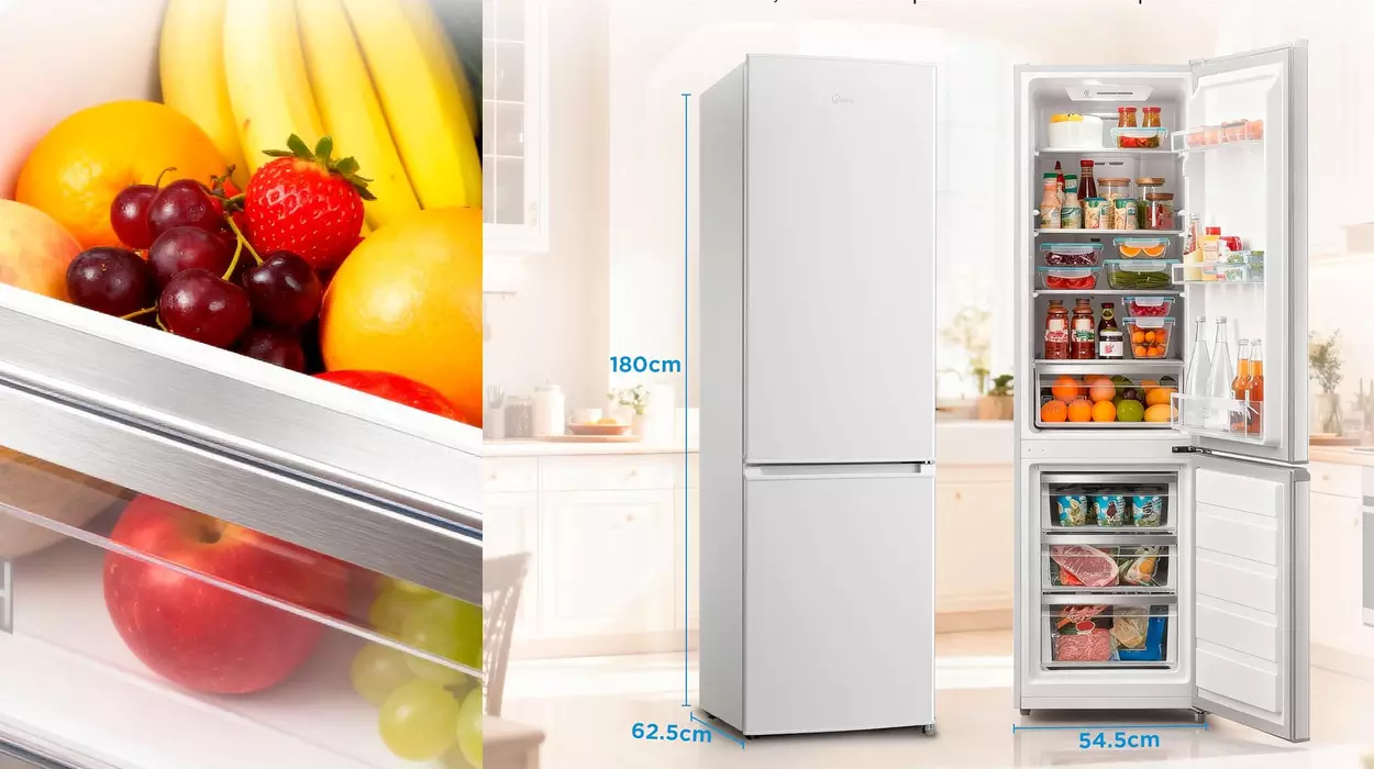 Esta nevera combi Midea de 55 cm que cabe en muchas cocinas: No Frost, buena capacidad y con un descuentazo (-44%)