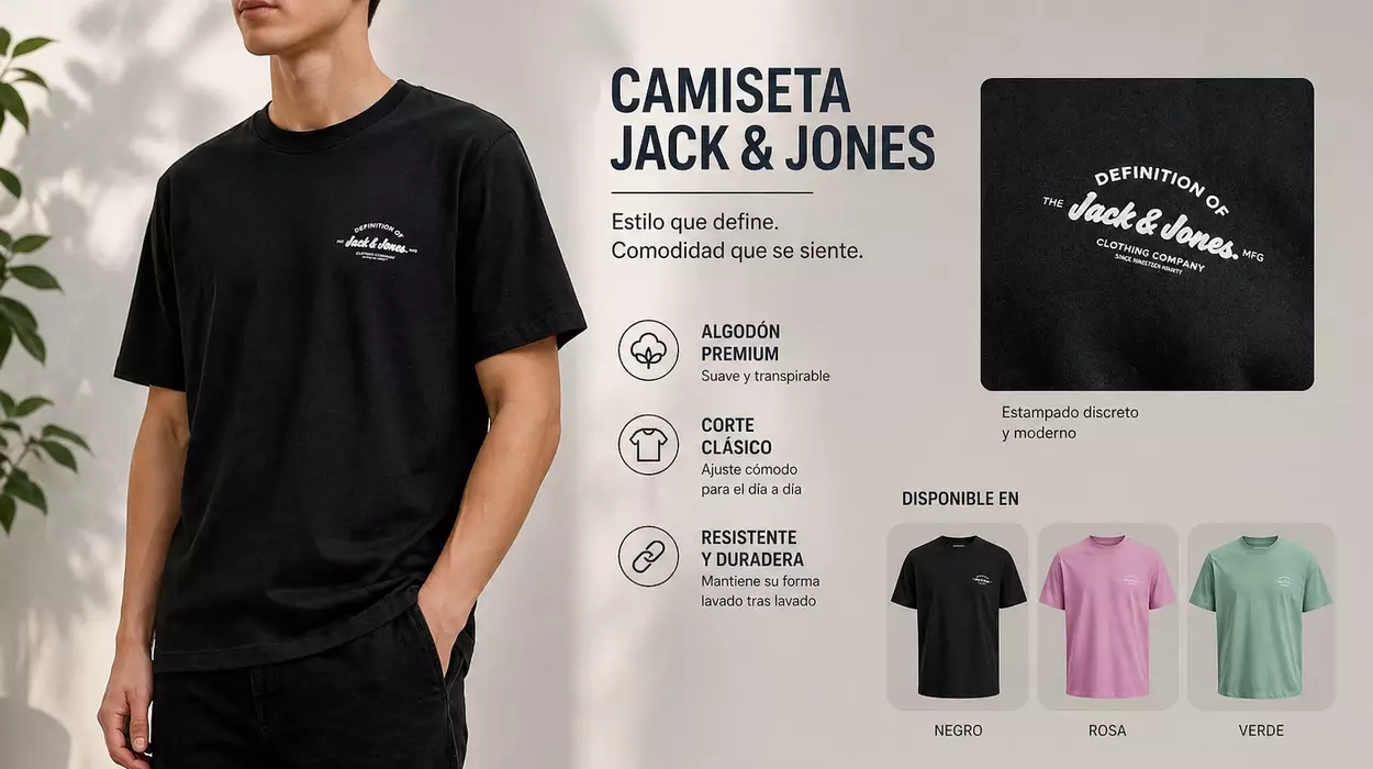 3 camisetas por lo que cuesta una: llévate estas Jack & Jones Jjbrandon para hombre en buenos tonos y al 50%