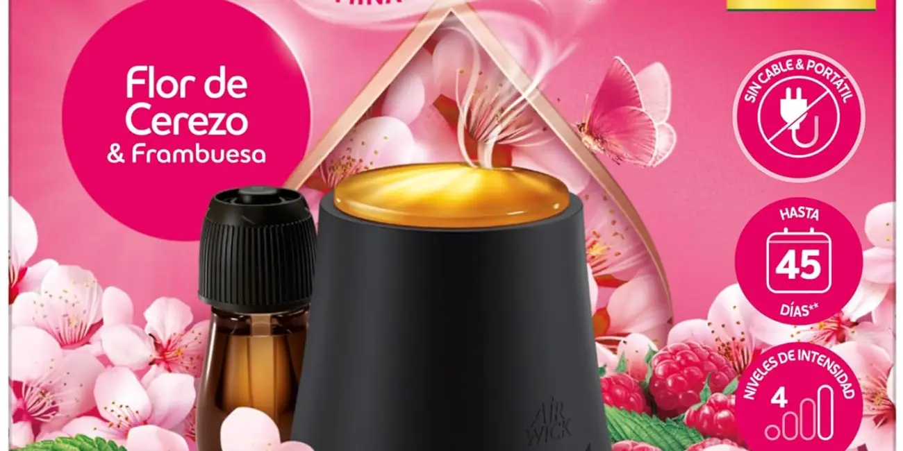 Chollo Pack x3 Difusor de aceites esenciales Air Wick Essential Mist con aroma Flor de Cerezo y Frambuesa por sólo 20,70€ con 3×2 (-47%) ¡6,90€ cada uno!