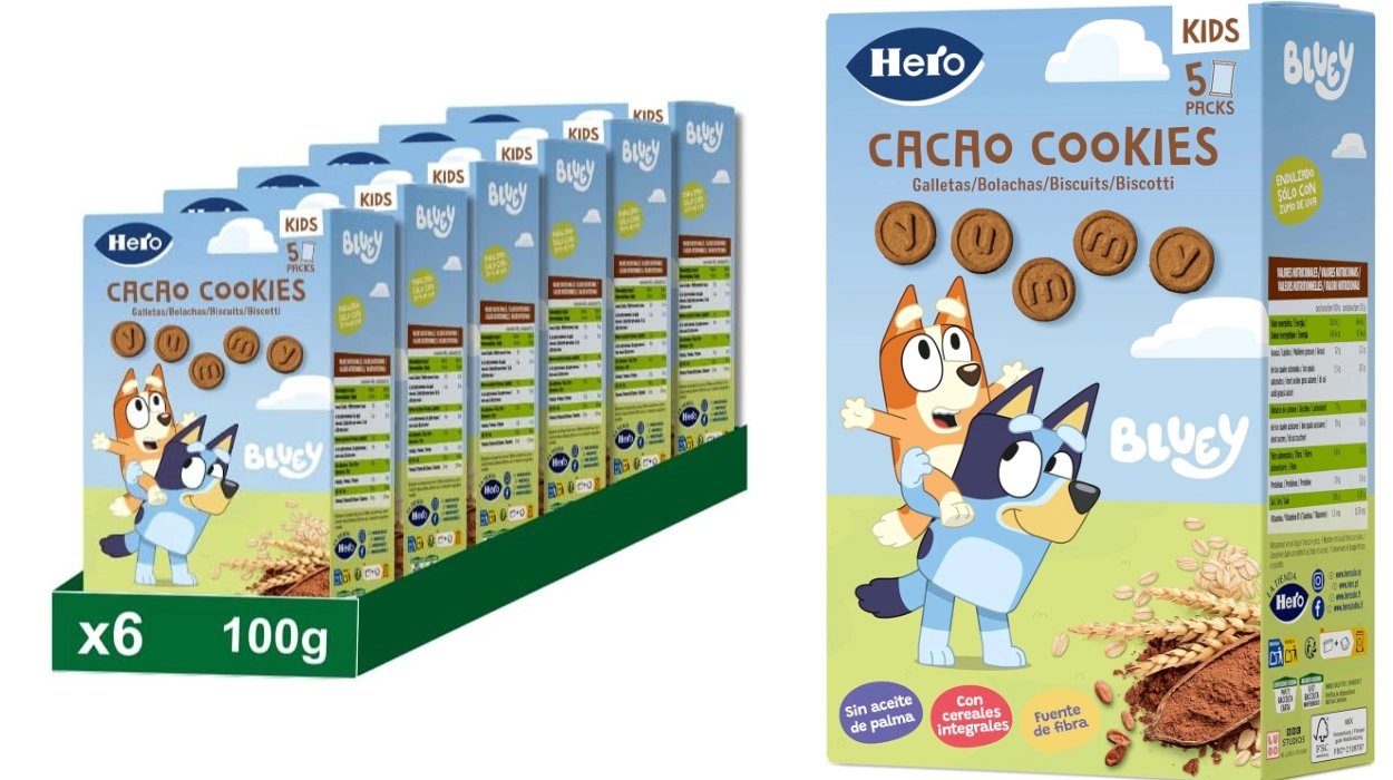 Las galletas de Bluey que triunfan en meriendas: 6 Hero Solo de cacao y formas divertidas de 100 g por sólo 14,74€ (-30%) ¡2,46€ cada paquete!