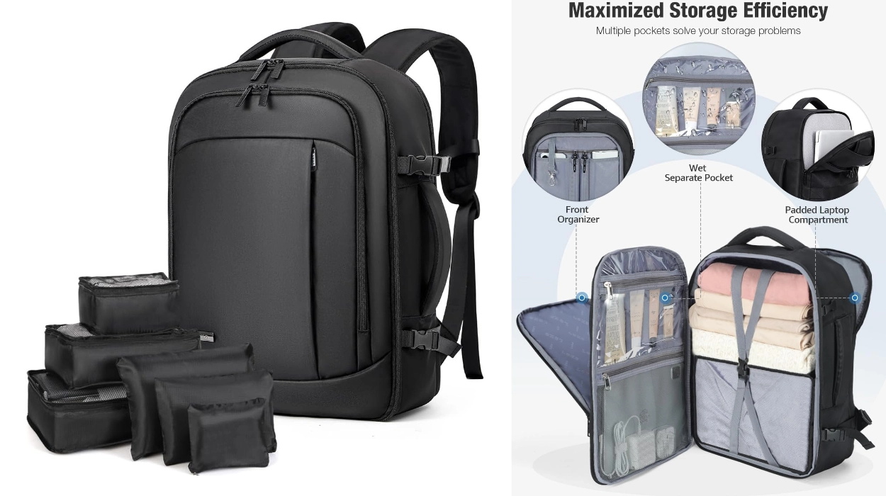Evita sorpresas en el aeropuerto con esta mochila de cabina para low-cost con 6 bolsas organizadoras y compartimento húmedo por menos de 20€
