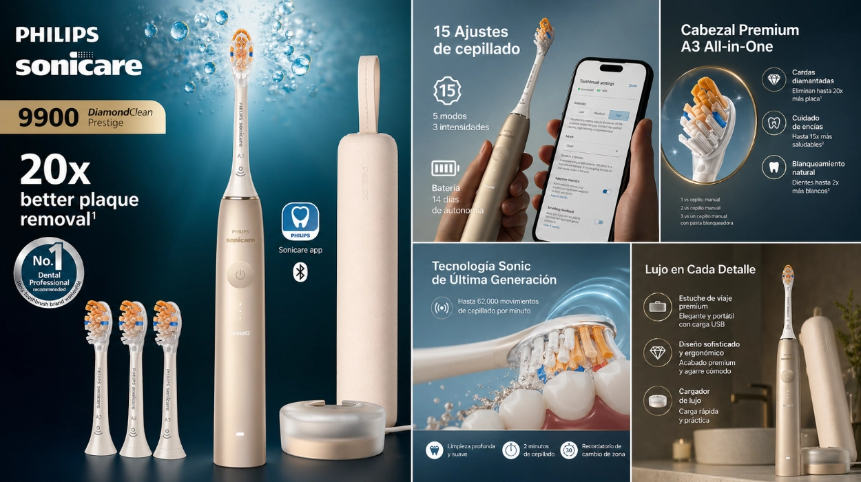 Sube de nivel tu higiene dental con el cepillo eléctrico premium de Philips: Sonicare DiamondClean 9900 Prestige por sólo 219,99€ (-42%)