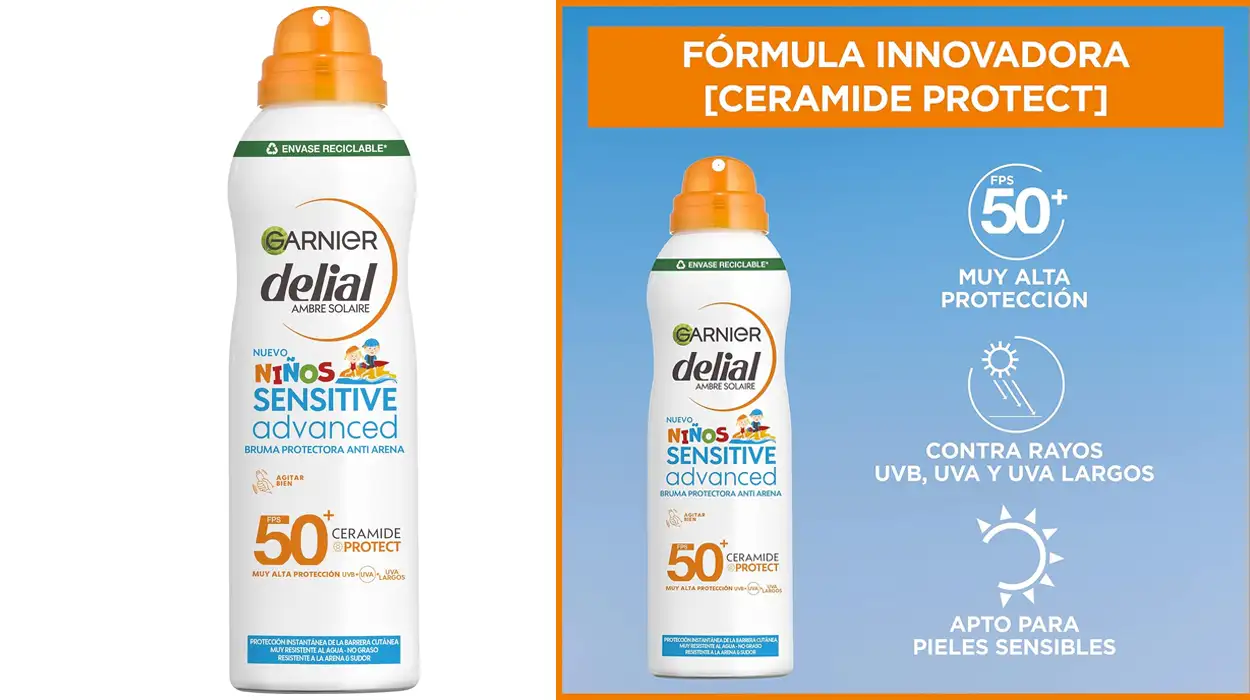 Chollo Spray solar anti-arena Garnier Delial Sensitive Advanced IP50+ niños por sólo 6,90€ con cupón (-23%)
