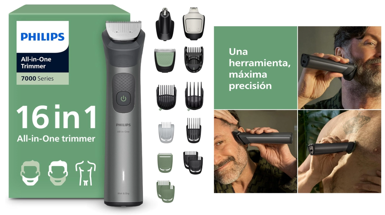Versatilidad y precisión con la recortadora Philips Serie 7000, 16 en 1 para todo el cuerpo por sólo 52,99€ (24% de descuento)