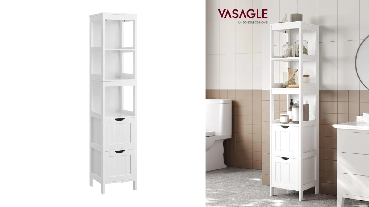 Transforma cualquier espacio con el mueble vertical Vasagle: blanco, versátil y fácil de montar por sólo 50,14€ (15% de descuento)