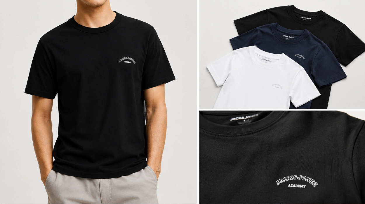 Chollo Pack x3 camisetas Jack & Jones Jjcollege Logo para hombre por sólo 22,59€ (-45%) ¡7,53€ cada una!