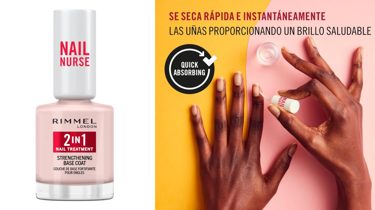 Uñas preciosas con Rimmel London Nail Care 2 en 1: base coat y tratamiento en 12 ml por sólo 2,50€ (73% de descuento)