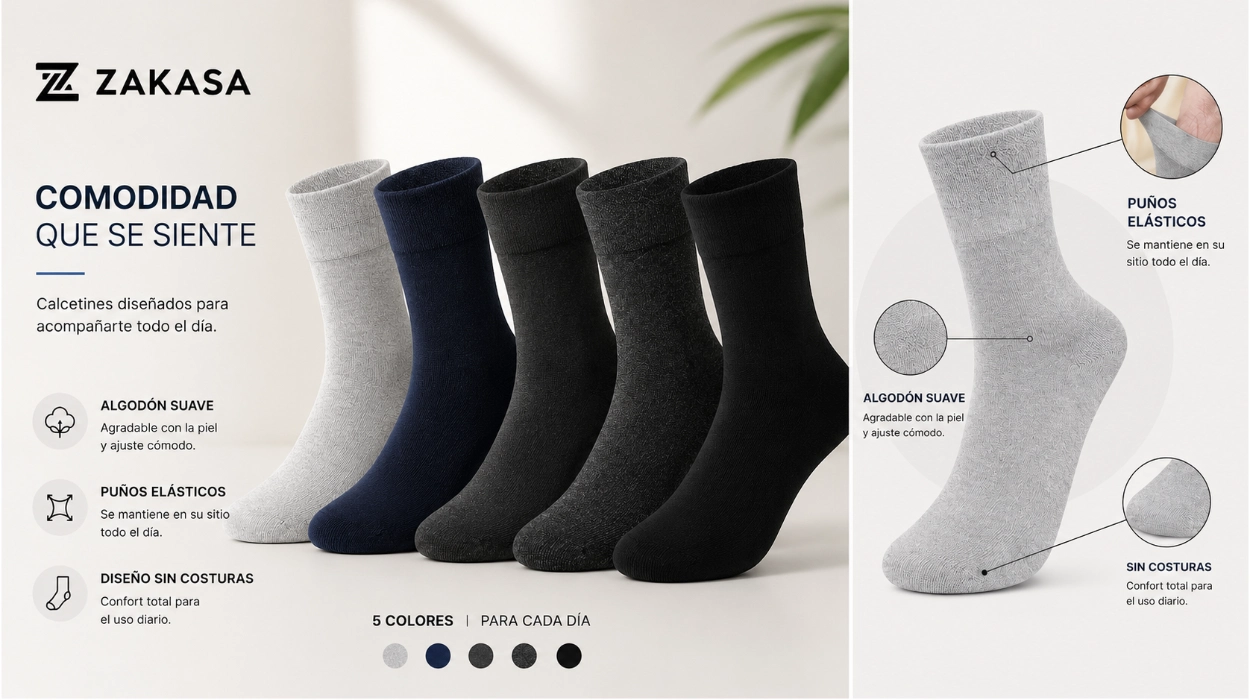Pack x5 pares de calcetines Zakasa transpirables y sin costuras por sólo 5,98€ (68% de descuento) ¡1,20€ el par!