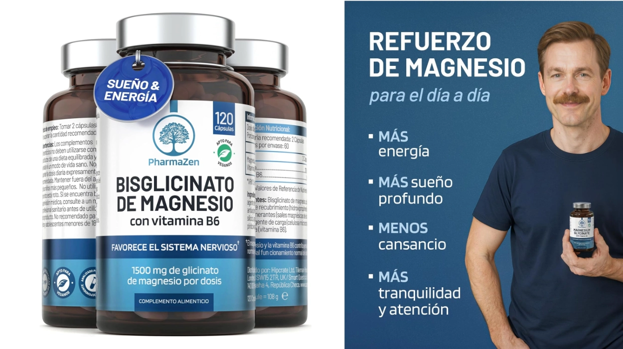 Descanso reparador y energía diaria con Bisglicinato de Magnesio PharmaZen y vitamina B6 (120 cápsulas) por sólo 7,99€ (19% de descuento)