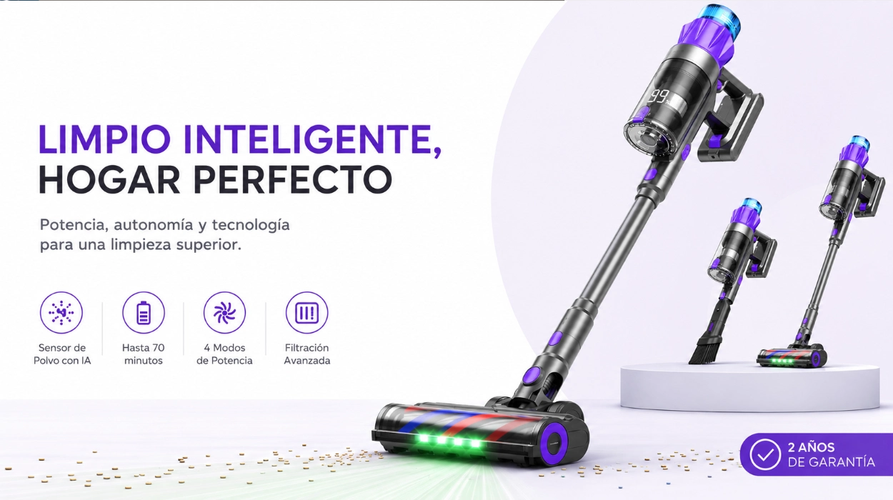 Limpieza precisa con la aspiradora sin cable P9 Pro: potente, sin enredos y con luz verde para polvo oculto por sólo 94,99€ con cupón (43% de descuento)