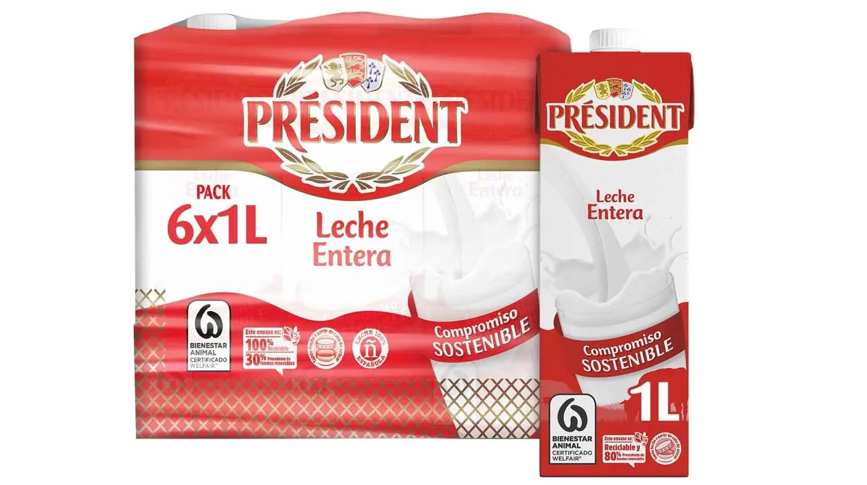 Chollo Pack 6 Briks Leche Président entera de 1 litro por sólo 5,94€ ¡0,99€ cada uno!