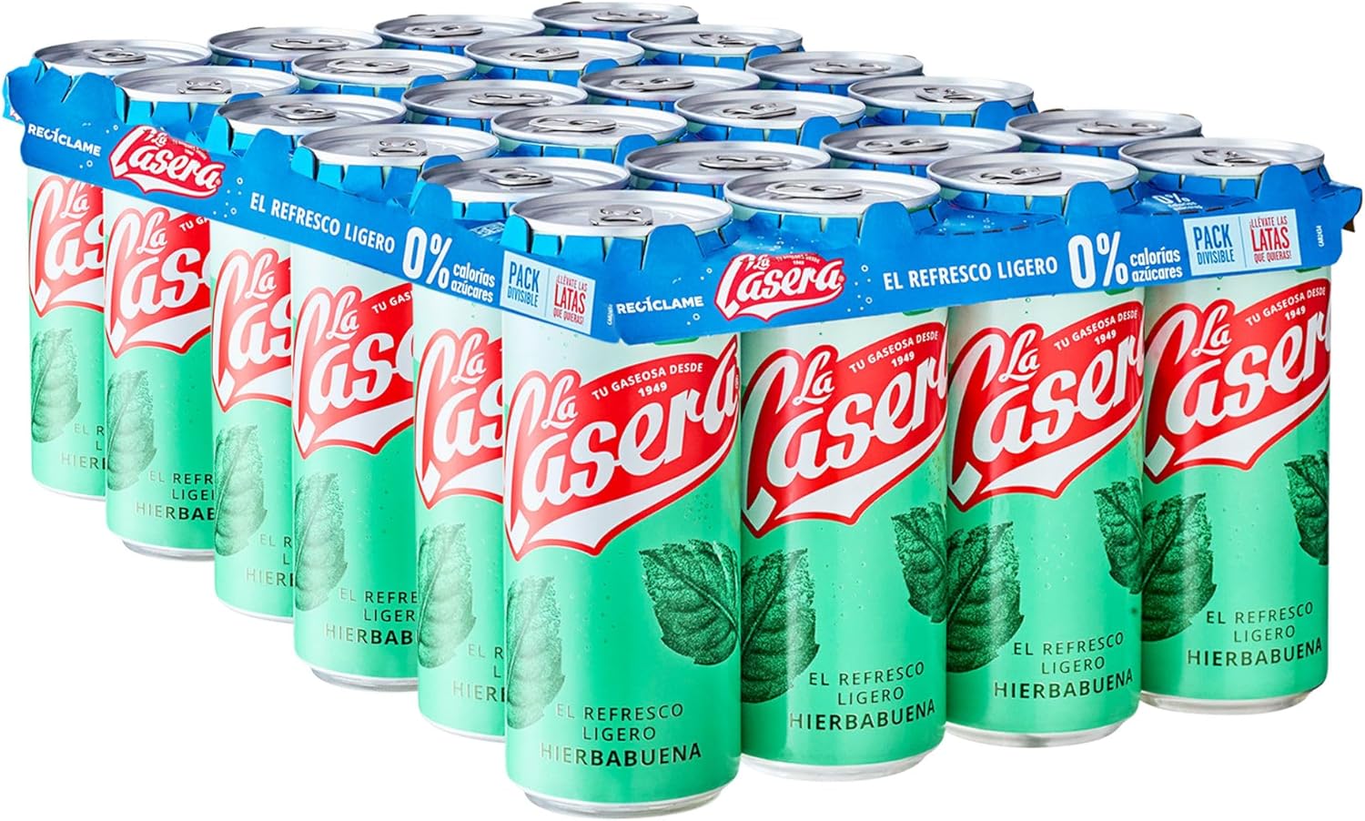 Pack x24 Latas La Casera de hierbabuena: sabor ligero sin azúcar ni calorías por sólo 11,52€ (-27%) ¡0,48€ cada una!