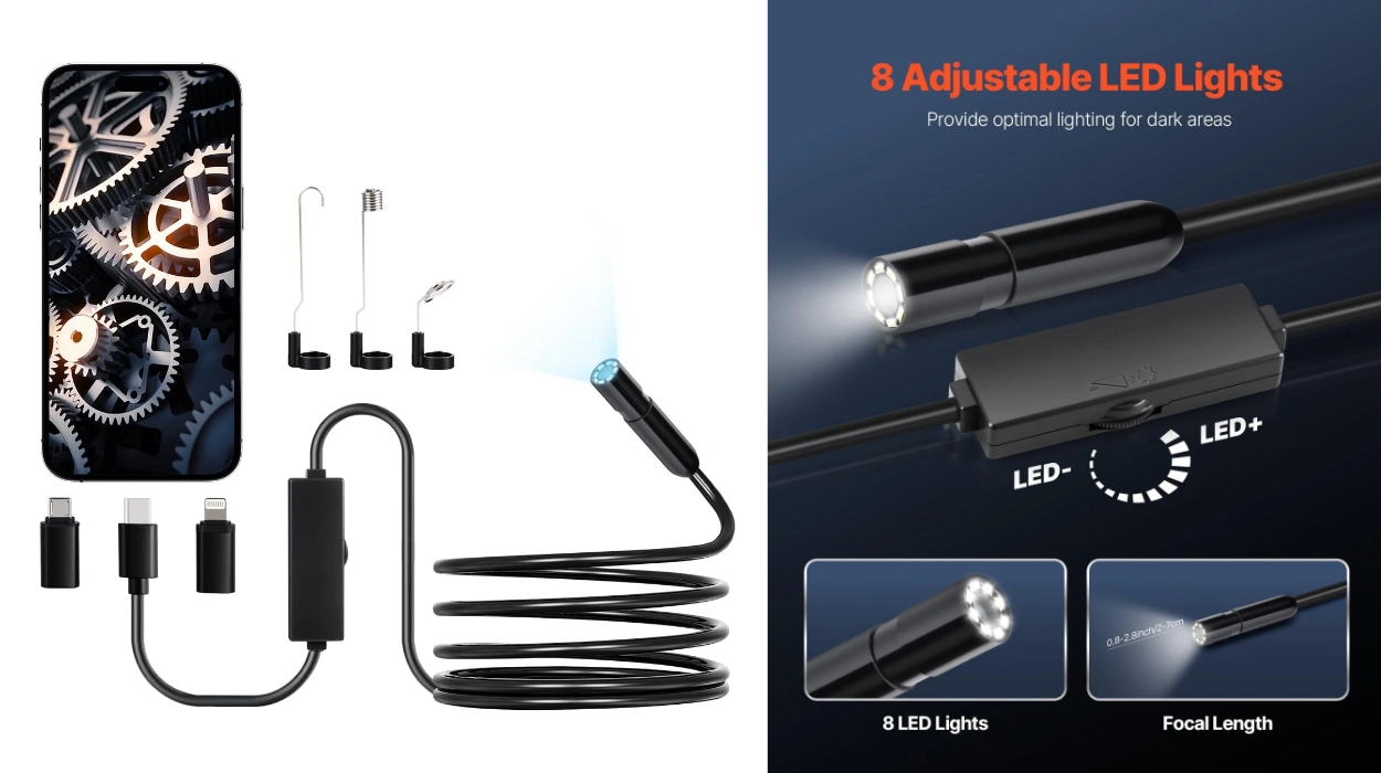 Explora zonas ocultas con la cámara endoscópica Vevor: HD, LEDs y cable semirrígido por sólo 14,90€ (-22%)